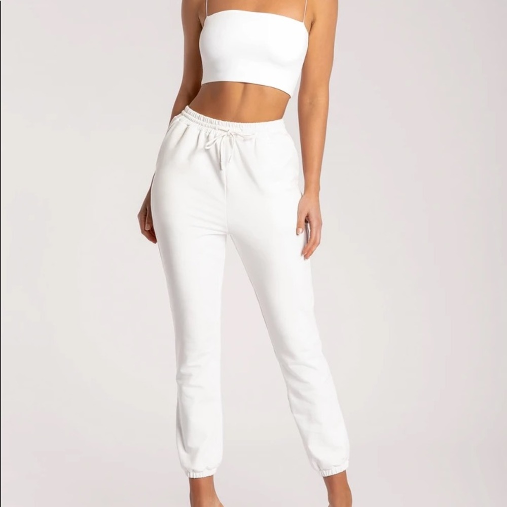 meshki white sweatpants